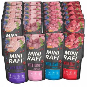 Mokra hrana za pse Mini Rafi s 20 različnimi okusi, 0,15 kg