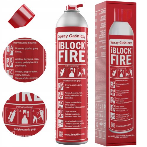 iBlockFIRE 600 PRO ABCF BIO Gašilni Sprej za Pisarno/Dom/Avtomobil