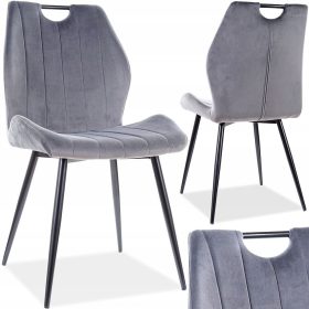   AMETNI STOL Arco, siv žamet, močno ogrodje, 120 kg obremenitve