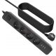 Podaljšek z USB razdelilnikom, Defender 4 GNIAZDA + 3 USB, 5m, črna