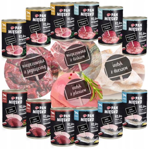 PAN MESO Mokra hrana za pse MIX Okusov 12x 400g