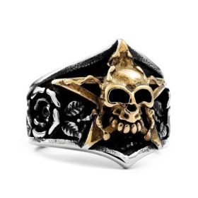 Skull on Pentagram Ring, Stainless Steel 316L