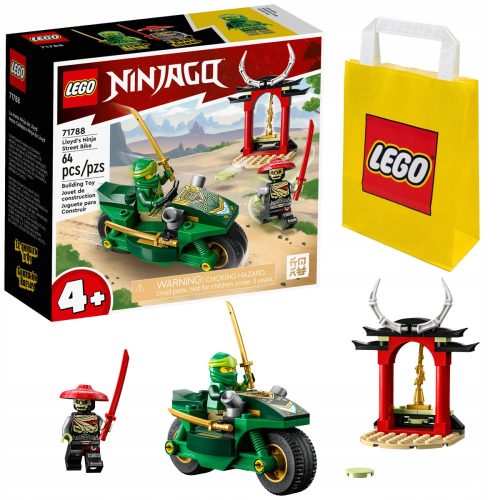 LEGO Ninjago Lloydov Ninja motocikel 71788 + LEGO papirnata vrečka 6315786 Rumena 24x8x18 cm