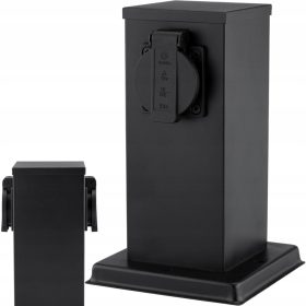 Vrtni stolp z električno vtičnico Lumiled, 30 cm, črna