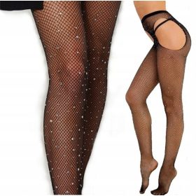   Mrežaste hlačne nogavice s cirkoni za čudovit in zapeljiv videz