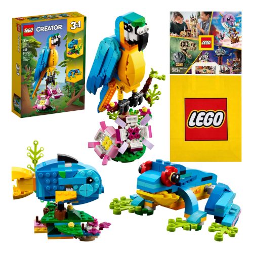 Eksotična LEGO Creator 3 v 1 - Papiga, Riba, Žaba (31136) + Torba + Katalog 2024