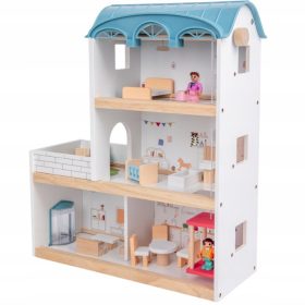   LESNA HIŠA ZA PUNČKE S HIŠICO ZA PUNČKE IZ MASIVNEGA LESA