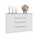 Kakovostna komoda COCO s 2 vrati in 4 predali, dimenzij 120 x 40 x 97 cm, v elegantnem mat beli barvi. Izdelana iz visoko kakovostnih materialov, kot je 16 mm laminirana plošča Kronospan. Robovi so ob