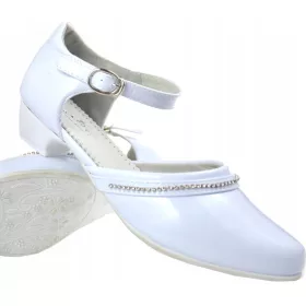 Praznični čevlji za deklice, beli lak, št. 38