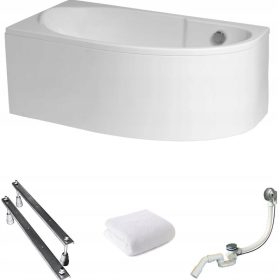   Polimat Miki Asimetrična Akrilna Kad z Biało Oblogo 145x85cm