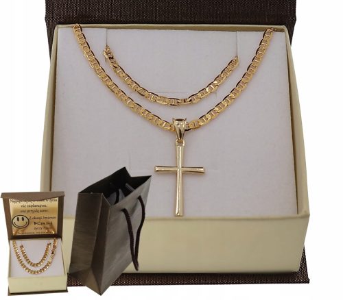 ZLATI POLNI MOŠKI VERIŽNIK S KRIŽEM GUCCI PR. 925 585 + GRATIS GRAVIRANJE