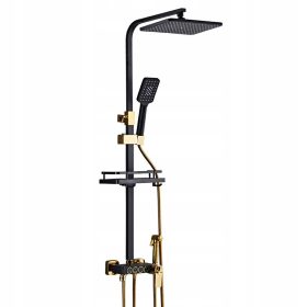   Moderni tuš set z termostatom za popolno udobje v domu. Izjemna črna-zlata barva sledi najnovejšim svetovnim trendom oblikovanja in zadovoljuje potrebe za eleganco in funkcionalnostjo. Marka INDES zag