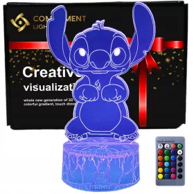   3D LED nočna lučka USB daljinski upravljalnik Lilo in Stitch