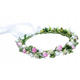   Cvetlični venček za prvo obhajilo s cvetjem iz naravnega materiala in ročno izdelavo. Visoko kakovostni venčki s standardno velikostjo 51 cm, ki ustvarjajo realističen videz s cvetovi iz penastega mat