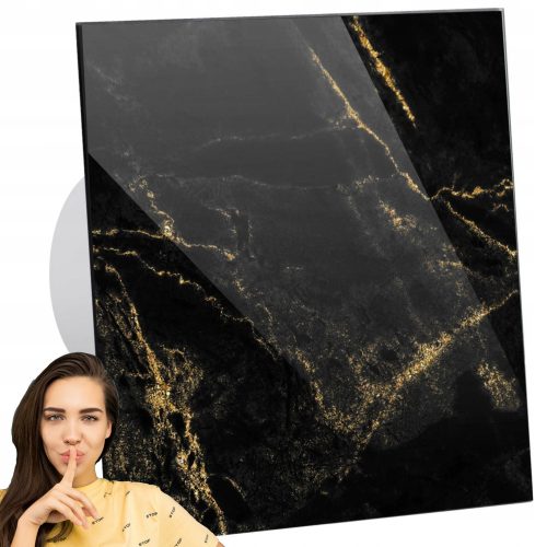 Wentylator za kopalnico airRoxy 01-060SCZZŁ 100 mm črno steklo marmor S