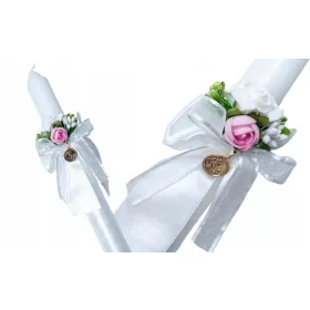   Sveča za prvo obhajilo z ročno izdelano dekoracijo in pokrovom za kapnico