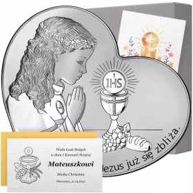  Srebrna Beltrami slika srca za deklico, 9,6x11 cm