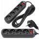 Podaljšek Smartled strip 5 m, 4 vtičnice, črn