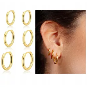  ZLATI OBROČASTI UHANI 3 pari 8,10,12 mm 316 L JEKLO