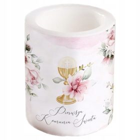 Sveča za prvo obhajilo z vonjem keliha vrtnic 12x10cm