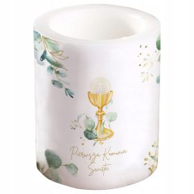   Sveča z vonjem za obhajilo Zlati Kelih z evkaliptom 12cm/10cm VELIKA