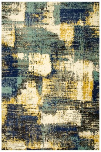 Preproga Victoria 7561A kremno/modra Abstraktna Prešita Preproga 160x230 cm