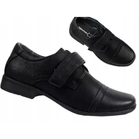   evlji za otroke Apawwa Eco Leather, komunijški copati na velcro, črna, št. 37