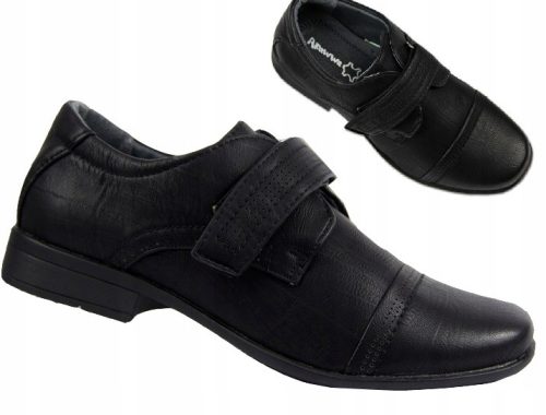 evlji za otroke Apawwa Eco Leather, komunijški copati na velcro, črna, št. 37