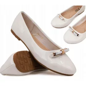   Balerinke čevlji za deklice ob praznovanju prvega obhajila, bela barva, ekološko usnje, velikost 34