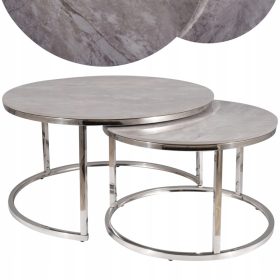   Elegantna klubska mizica PORTAFINO B s učinkom sivega marmorja in kromom