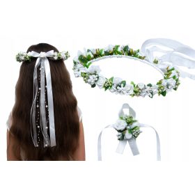 Elegantni komplet za prvo obhajilo z venčkom in okrasjem