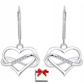    925 srebrni viseči uhani v obliki srca z neskončnostjo za ženske