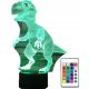 ZAXER večbarvna nočna svetilka 3D LED DINOZAVER T-REX 22CM Tyrannosaurus Rex z daljinskim upravljalnikom
