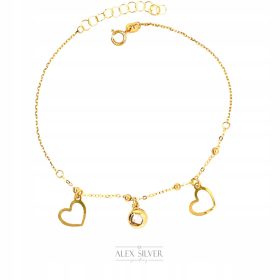 Zlata zapestnica s srčki  pr.585 AS02-Z02-0049