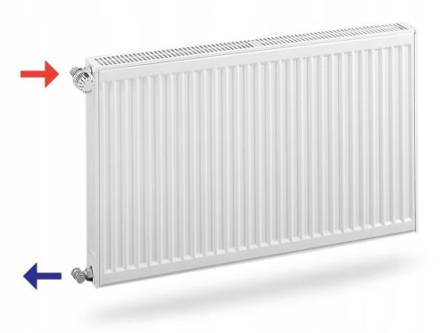 Jekleni panelni radiator Purmo Compact (C) bel 700 x 600 x 152 mm - bocni prikljucek