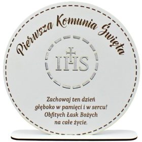  First Holy Communion Keepsake with Personalized Wishing Stand, Engraved Circle
