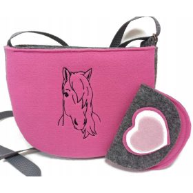   Otroska torba s konjičkom Tomasz Siekański v roza, sivi in srebrni barvi, Večbarvna