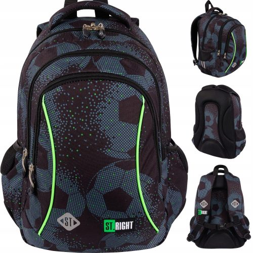 ST.RIGHT Šolski nahrbtnik za fante Football Class 1 3, 20 l, Črna, Odtenki zelene