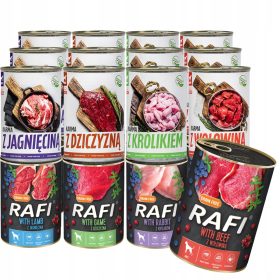   Mokra hrana za pse RAFI Tuf Tuf Premium z mešanico okusov 24x400g