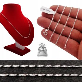   UDOVITA ITALIJANSKA ŽENSKA VERIŽICA SINGAPURSKI SPLČENI VZOREC / SVOBODNO DOLGA 55 CM DARILNA EMBALAŽA