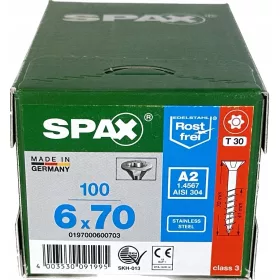 Spax nerez vijaki 6 x 70 mm 100 kos.