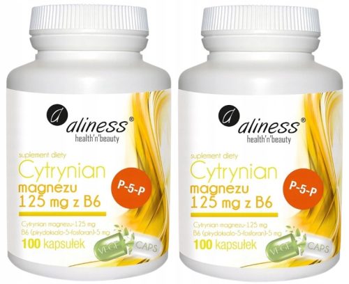 Aliness Magnezijev Citrat 125 mg z vitaminom B6 (P-5-P) - 200 vegetarijanskih kapsul