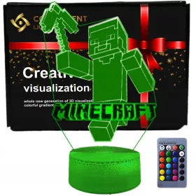   3D LED USB nočna lučka Minecraft Gra + daljinski upravljalnik