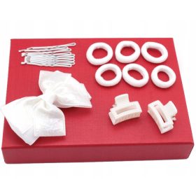   Okrasni lasni dodatki za dekleta, komplet 19 kosov, bela barva