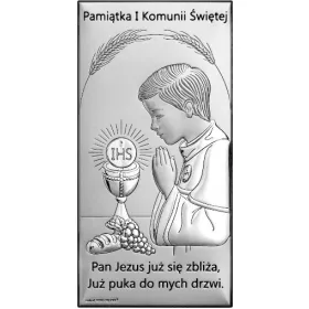  Srebrna slika in spominska gravura dečka ob prvem obhajilu