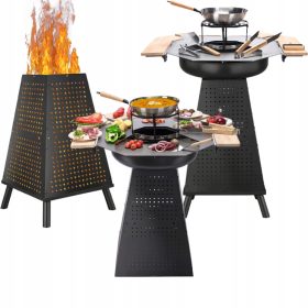  ŽAR NA OGLJE + KAMIN + SET PRIBOROV 2V1