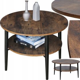   Signal Klubska mizica Ella, okrogla, 80 x 80 x 45 cm, odtenki rjave