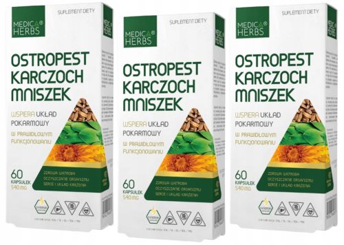 Set za podporo prebave OSTROPEST KARCZOCH MNISZEK Medica Herbs - 3 pakiranja
