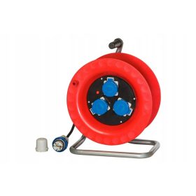 Električni podaljšek na kolutu 30 m, 3 oranžne vtičnice