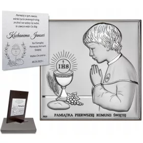  Srebrna slika Spominek prvega obhajila, gravirana